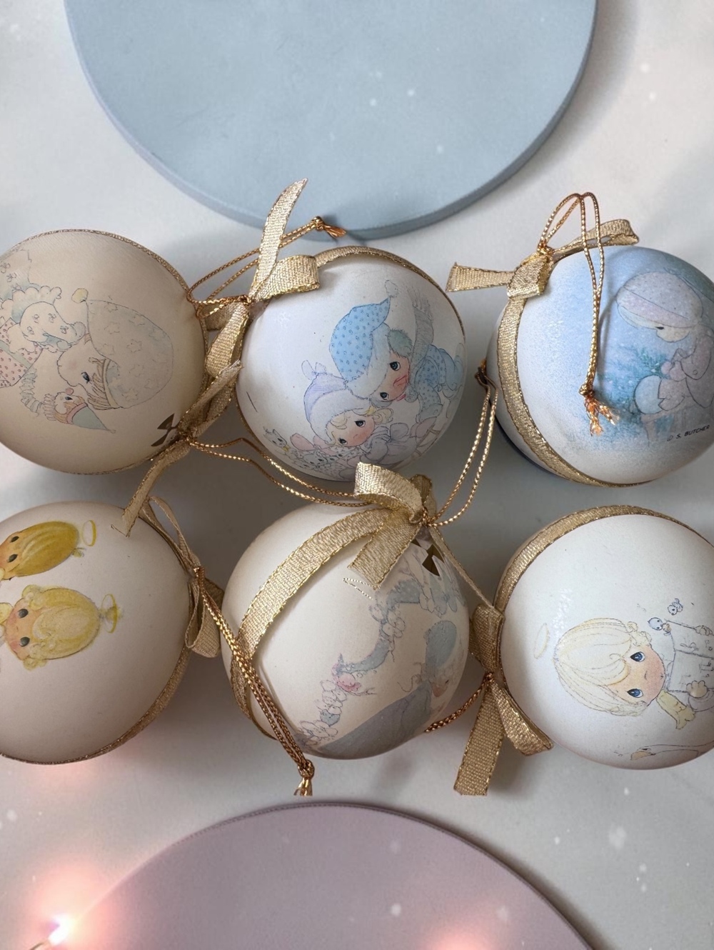 Vintage Precious Moments Christmas Light Bulb Covers Set of 6